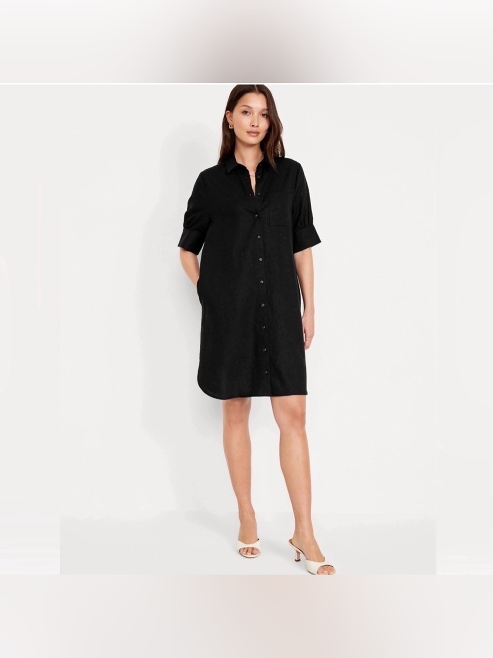 0027-Old Navy Black linen blend Dress